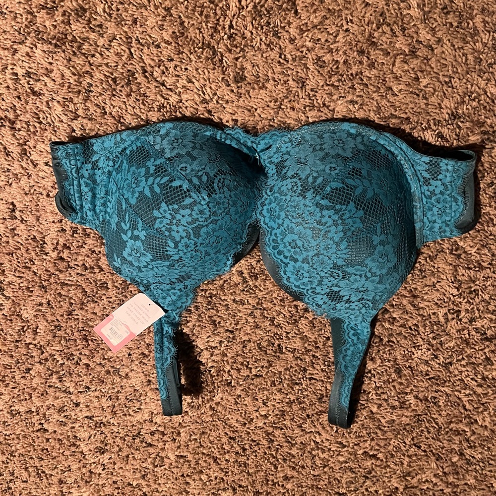 Cacique Blue Lace Bra with Underwire Support